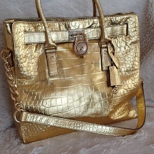 Michael Kors Gold Designer Tote Bag- HB269
